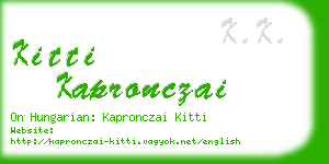 kitti kapronczai business card